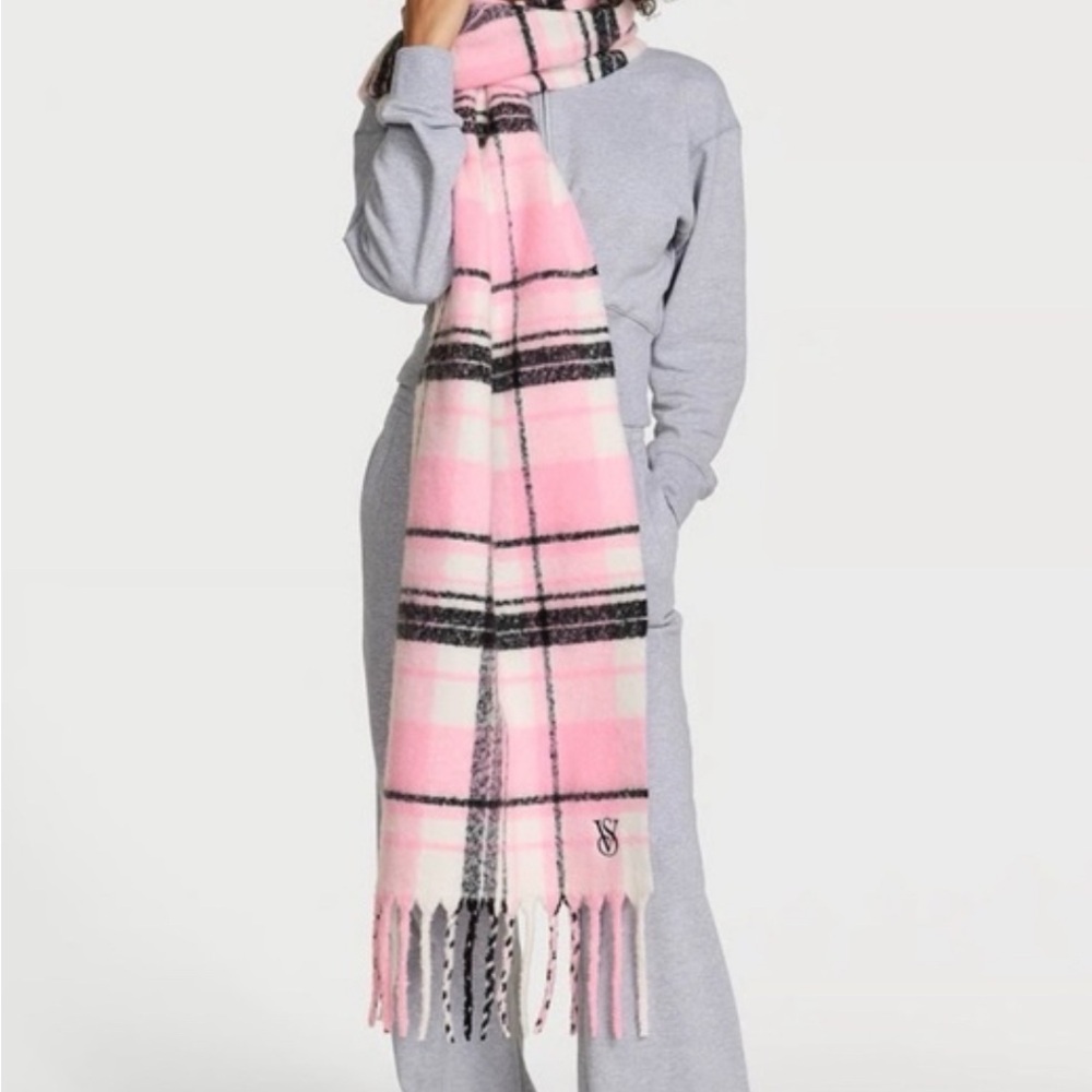 Victoria's Secret Pink and Black Plaid Scarf